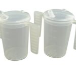 Drinkbeker met platte handgrepen en twee tuitdeksels