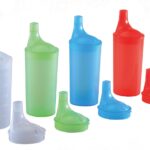 Drinkbekerset met lange tuitdeksels - rood